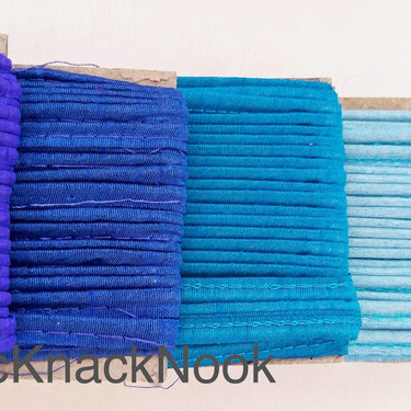 2mm Flanged Insertion Piping on 9mm Band, Blue Art Silk Fabric Trim, Cord piping Trim